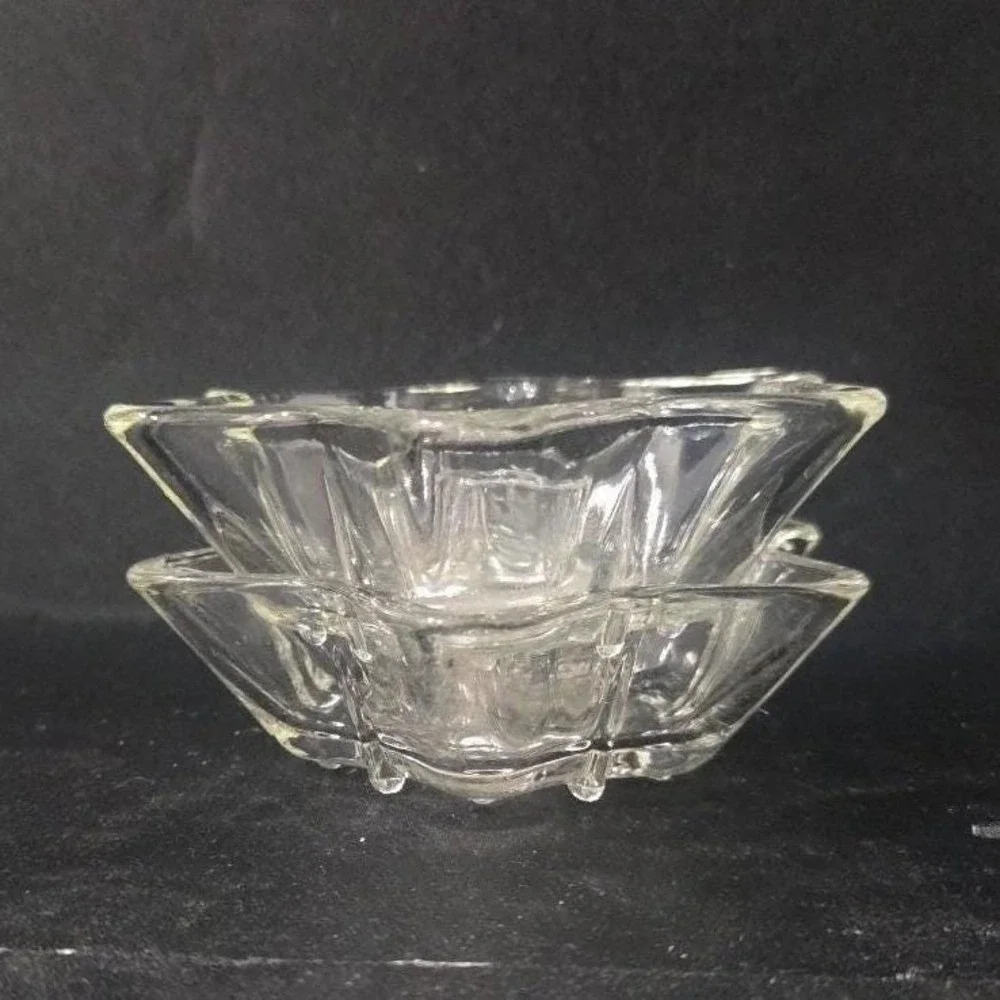 Anchor Hocking Six‎ Point Star Candlestick Holders, Set of 2, Vintage Votive